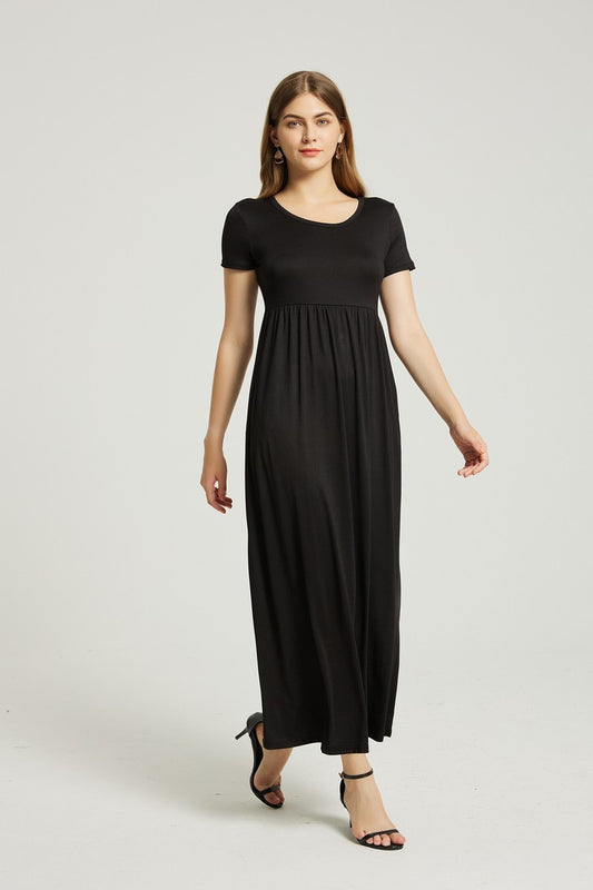 Women's Black Maxi Dress With Pockets