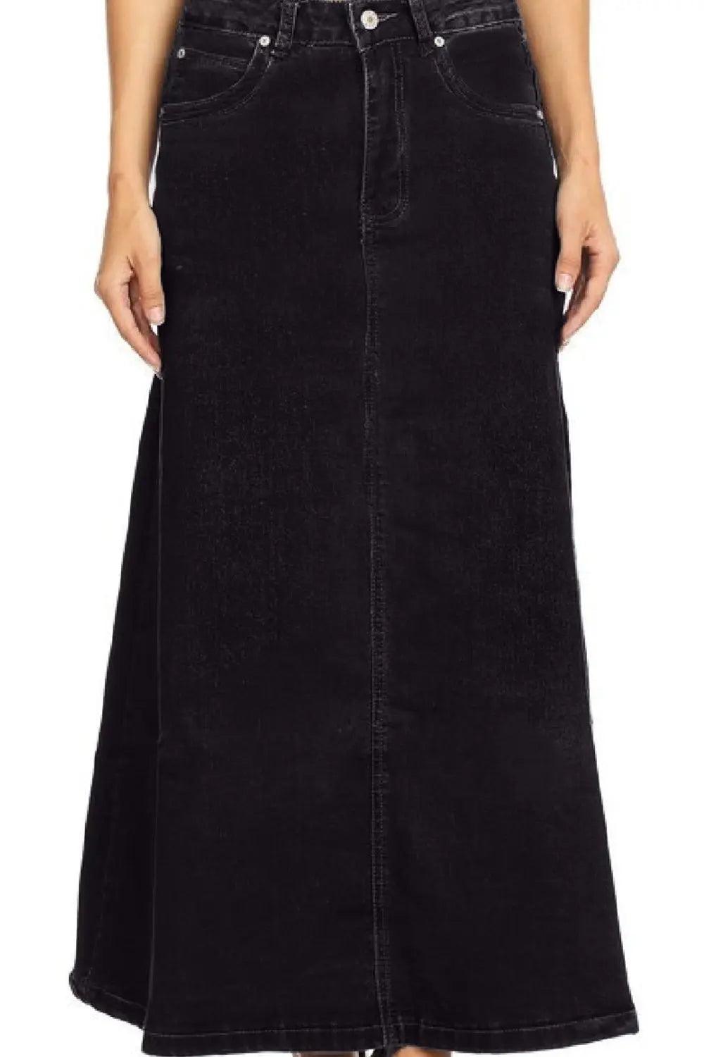 Black Denim Maxi Skirt - Pure Modest Apparel - Denim Skirts