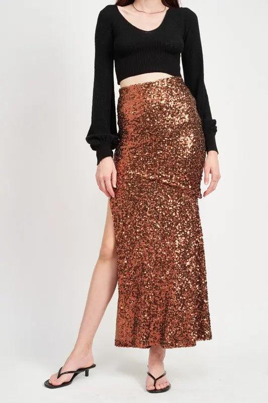 Brown Sequin Maxi Skirt - Pure Modest Apparel - Maxi Skirts