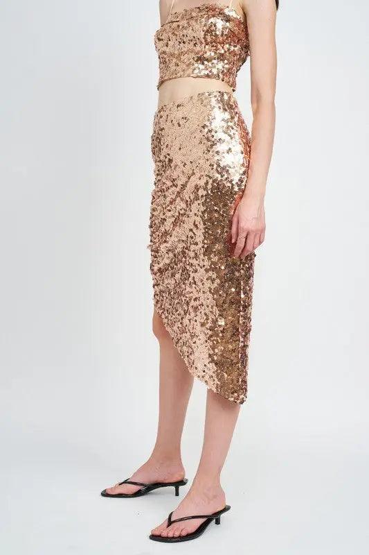 Brown Sequin Midi Skirt - Pure Modest Apparel - Midi Skirts