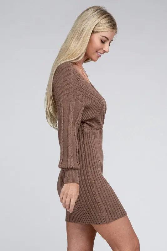 Cable Knit Sweater Dress - High Quality Midi Dresses