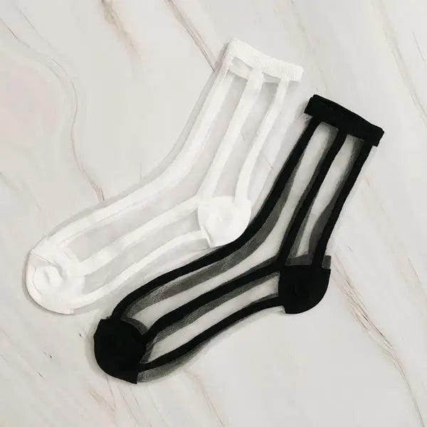 Chic In Line sheer Socks Set Of 2 Pairs - High Quality Socks