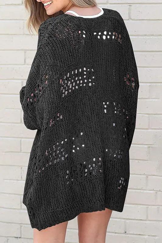 Crochet Dolman Knit Sleeve Cardigan - High Quality Cardigans