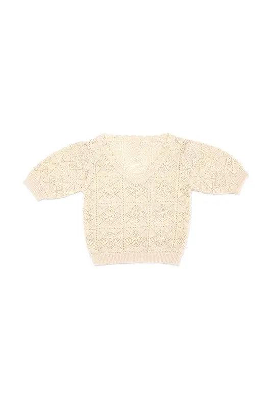 Crochet Knit Short Sleeve Top - High Quality Short Sleeve Tops