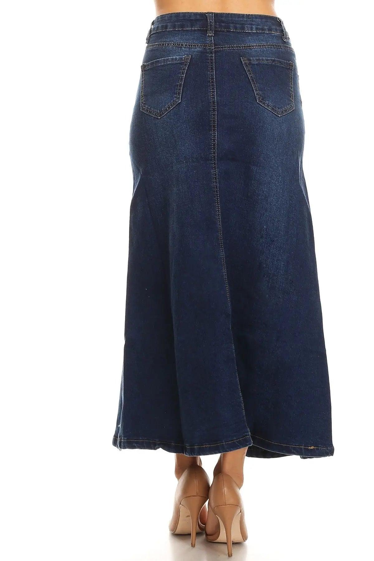 Dark Wash Denim Maxi Skirt - Pure Modest Apparel - Denim Skirts