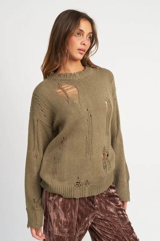 Distressed Oversized Sweater - High Quality Sweaters