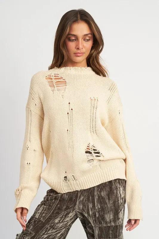 Distressed Oversized Sweater - High Quality Sweaters