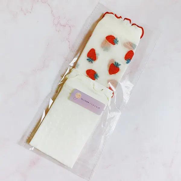 Dots And Strawberries Sheer Socks Set Of 2 Pairs - High Quality Socks