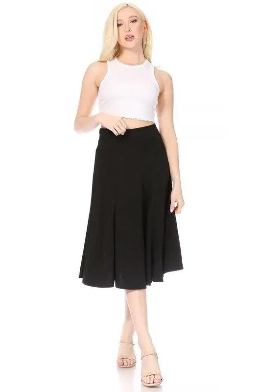 Elastic Waist Band Paneled Midi Skirt - Pure Modest Apparel - Midi Skirts