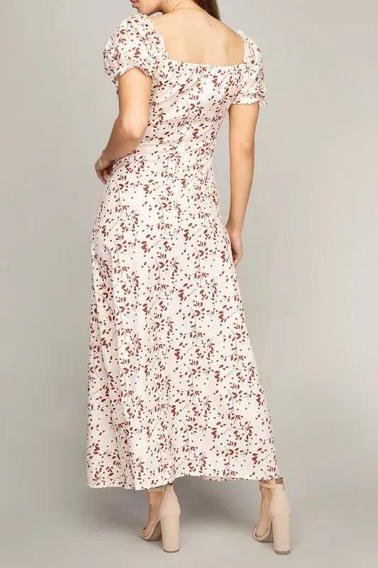 Empire Waist Floral Satin Maxi Dress - Pure Modest Apparel - Midi Dresses