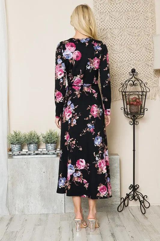 Floral Maxi Wrap Dress - Pure Modest Apparel - Maxi Dresses