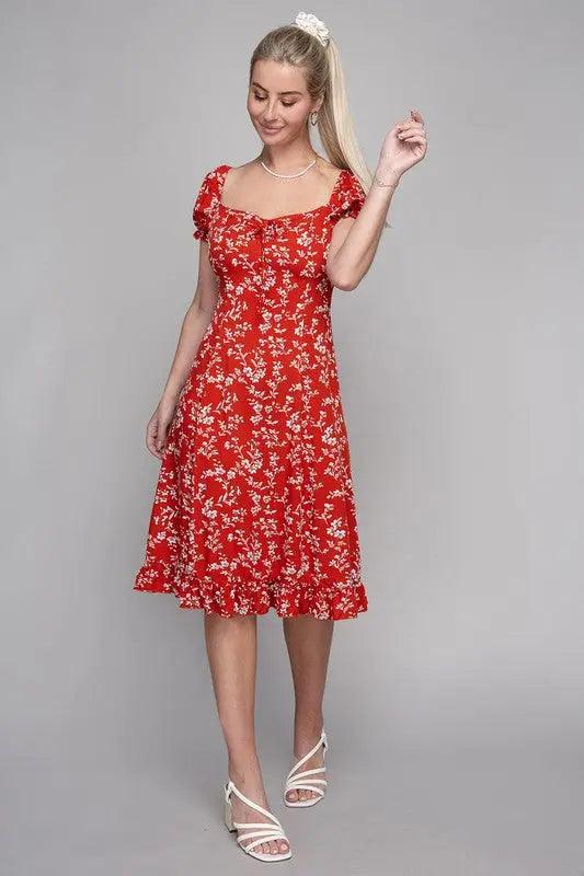 Floral Sweetheart Neck Midi Dress - Pure Modest Apparel - Midi Dresses