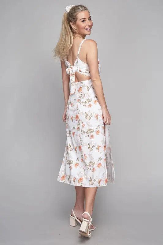 Floral Tied Back Camo Midi Dress - Pure Modest Apparel - Midi Dresses