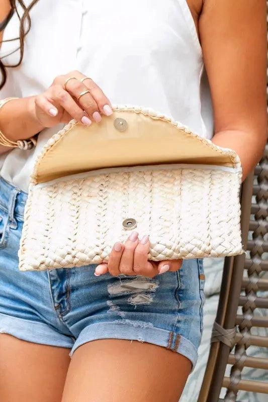 Fold Over Straw Clutch - Pure Modest Apparel - Clutches