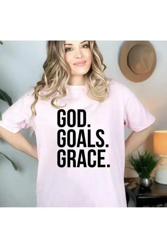 God Goals Grace Graphic Short Sleeve T-shirt - Pure Modest Apparel - Short Sleeve Tops