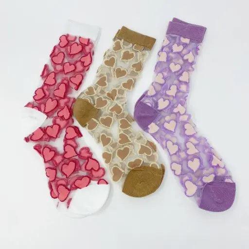 Heartful Love Sheer Socks - High Quality Socks