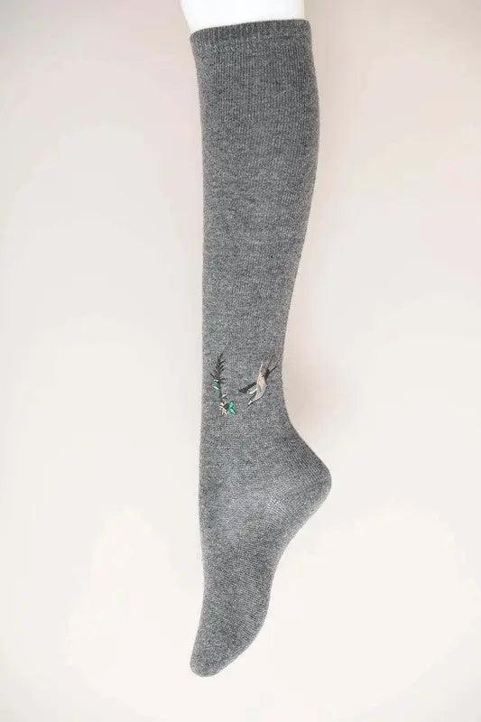 Hummingbird Wool Knee High Socks - High Quality Socks