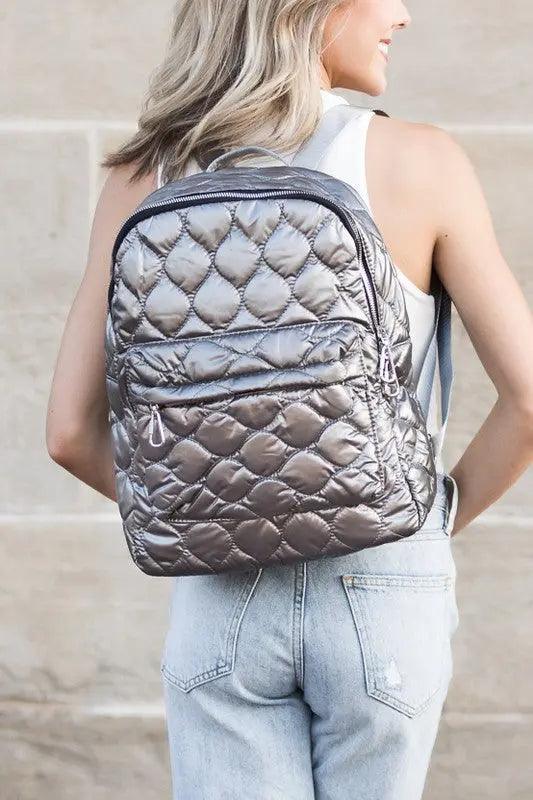 Jade Metallic Puffer Backpack - Pure Modest Apparel - Backpacks