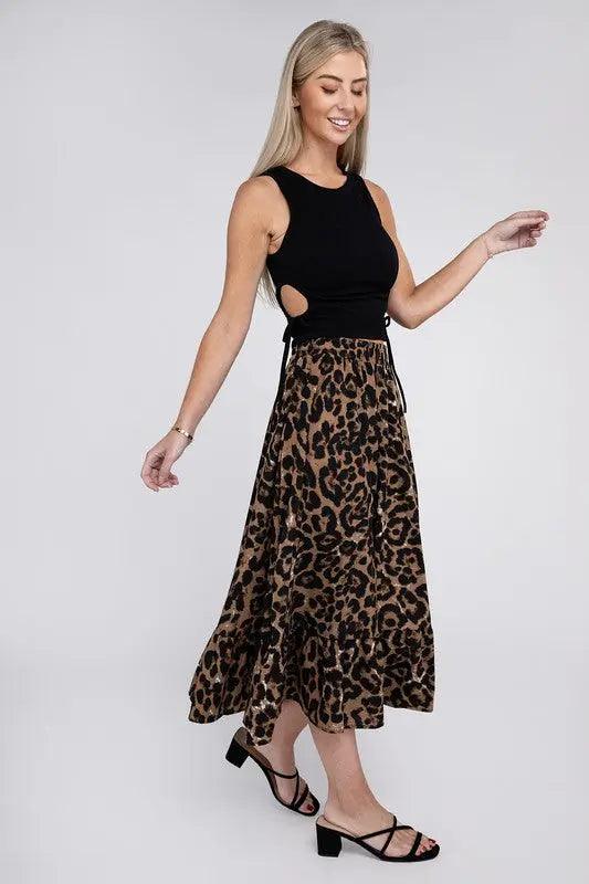 Leopard Elastic Waist Maxi Skirt - High Quality Maxi Skirts