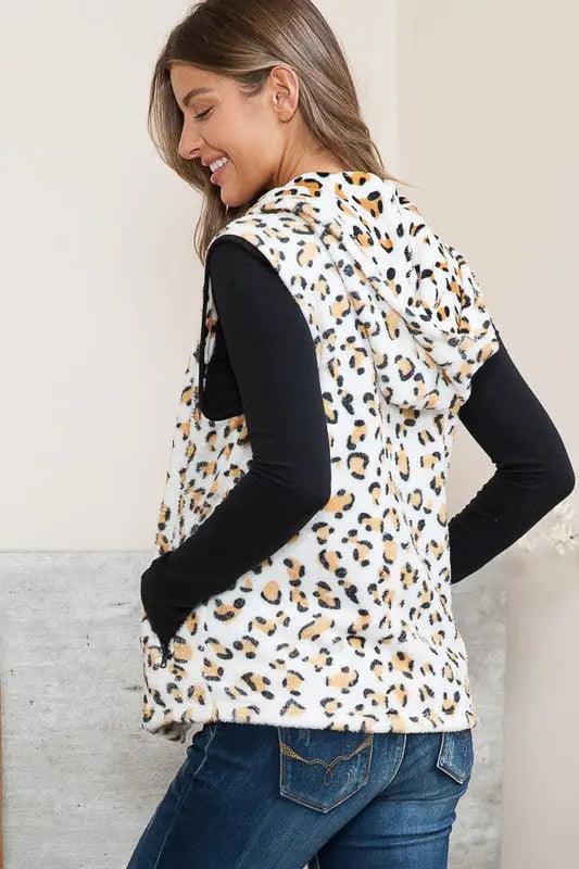 Leopard Printed Hooded Vest - Pure Modest Apparel - Vests