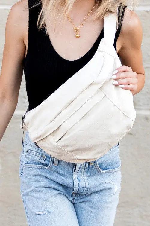 London Oversize Canvas Crescent Sling - Pure Modest Apparel - Sling Bags