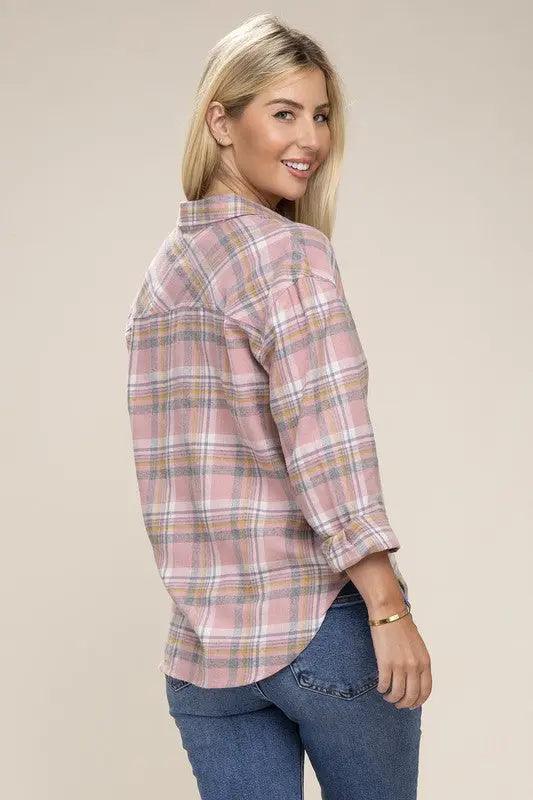 Long Sleeve Button Up Plaid Shirt - Pure Modest Apparel - Long Sleeve Tops
