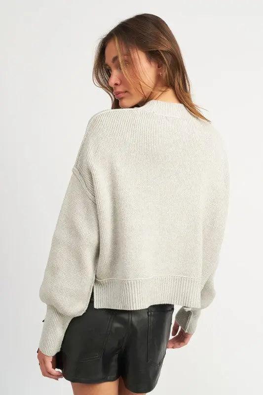 Mock Neck Oversized Sweater - High Quality Sweaters
