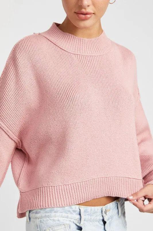 Mock Neck Oversized Sweater - High Quality Sweaters