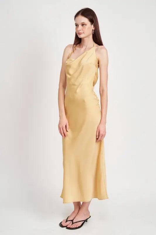 One Shoulder Satin Maxi Dress - High Quality Maxi Dresses