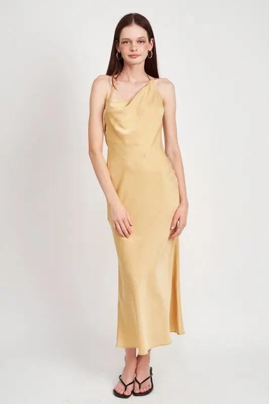 One Shoulder Satin Maxi Dress - High Quality Maxi Dresses