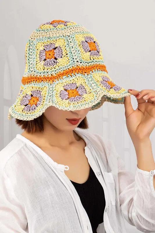 Packable crochet granny square bucket hat - High Quality Hats