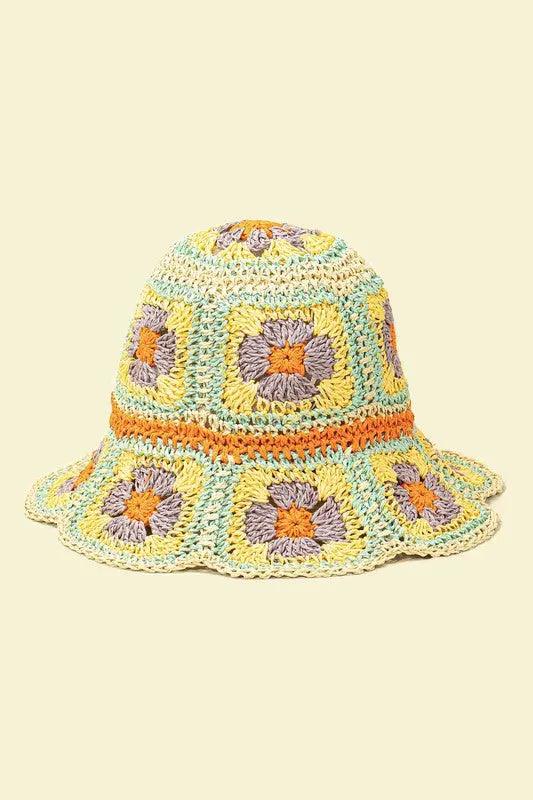 Packable crochet granny square bucket hat - High Quality Hats