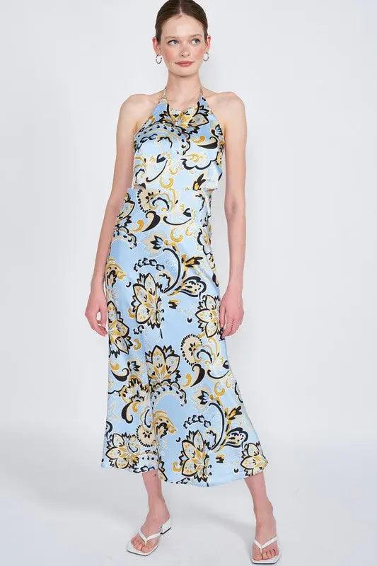 Paisley Halter Neck Maxi Dress - Pure Modest Apparel - Maxi Dresses