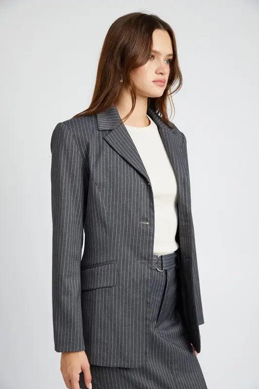 Pin Stripe Blazer Jacket - Pure Modest Apparel - Jackets