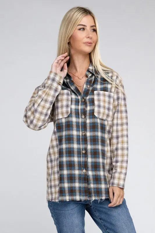 Plaid Patchwork Pockets Shirt - High Quality Long Sleeve Tops
