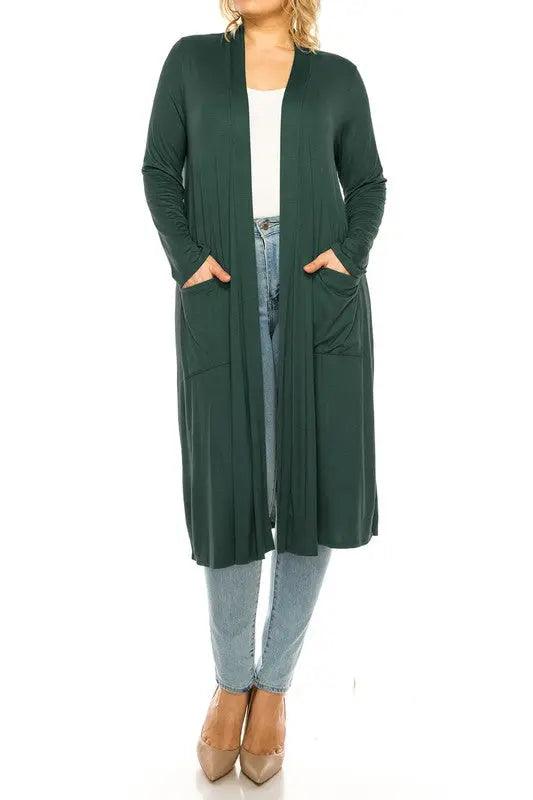 Plus Size Open Front Long Duster Cardigan - Pure Modest Apparel - Cardigans