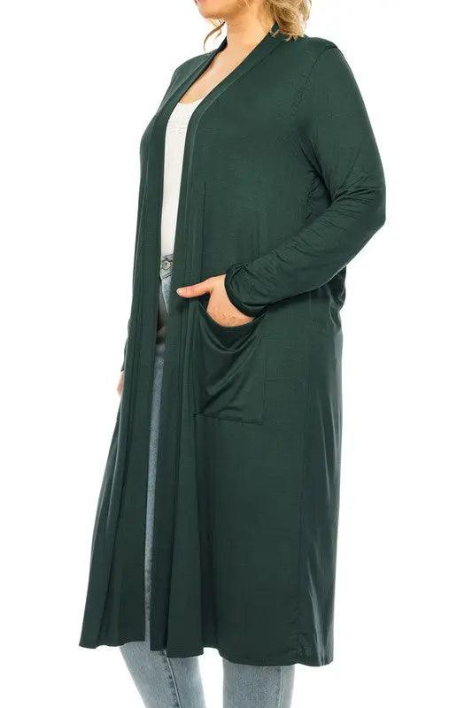 Plus Size Open Front Long Duster Cardigan - Pure Modest Apparel - Cardigans