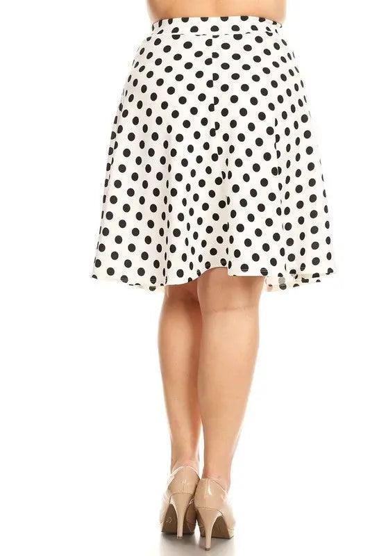 Plus Size Polk Dot Knee Length Skirt - Pure Modest Apparel - Midi Skirts