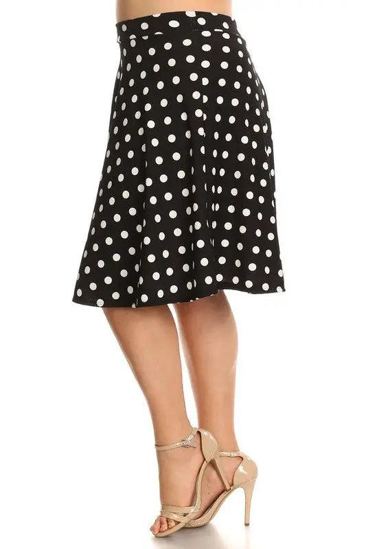 Plus Size Polk Dot Knee Length Skirt - Pure Modest Apparel - Midi Skirts