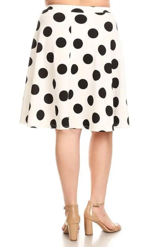 Plus Size Polka Dot High Waisted Knee Length Skirt - Pure Modest Apparel - Midi Skirts