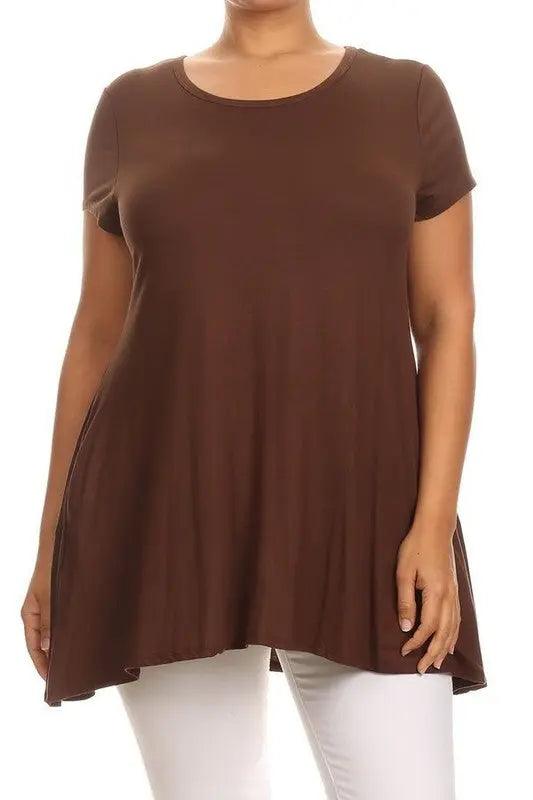 Plus Size Short Sleeve Knit Tunic Top - Pure Modest Apparel - Short Sleeve Tops