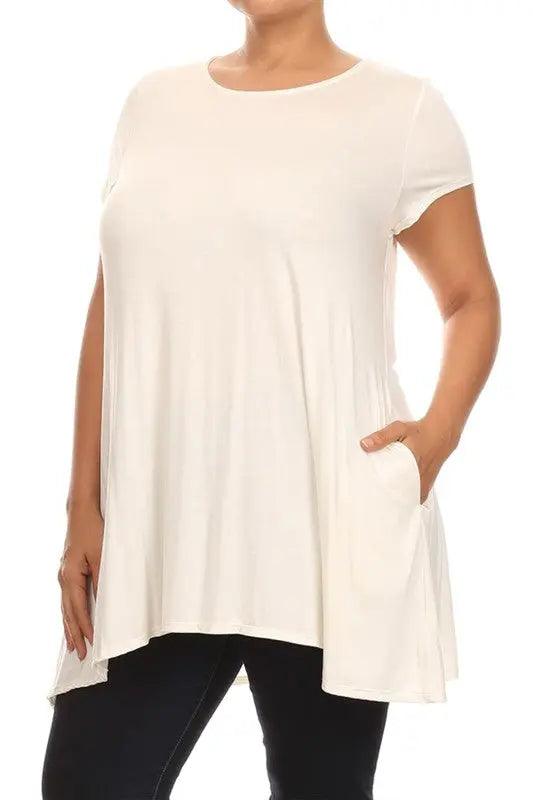 Plus Size Short Sleeve Knit Tunic Top - Pure Modest Apparel - Short Sleeve Tops