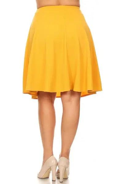 Plus Size Solid High Waisted Knee Length Skirt - Pure Modest Apparel - Midi Skirts
