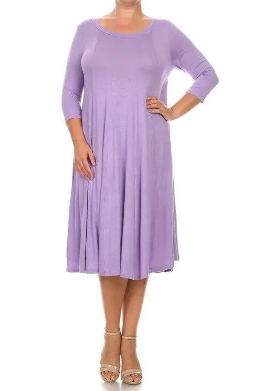 Plus Size Solid Jersey Knit Midi Dress - Pure Modest Apparel - Midi Dresses