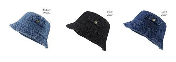 Pocket Accent Denim Bucket Hat - High Quality Hats