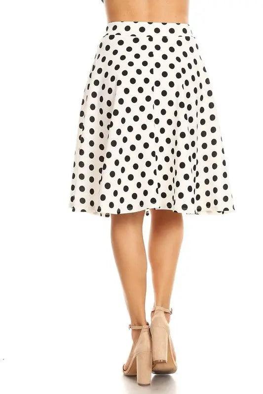 Polk Dot Knee Length Skirt - Pure Modest Apparel - Midi Skirts