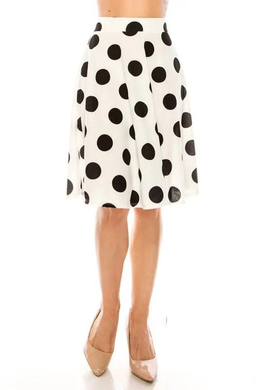Polka Dot High Waisted Knee Length Skirt - Pure Modest Apparel - Midi Skirts