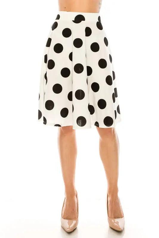 Polka Dot High Waisted Knee Length Skirt - Pure Modest Apparel - Midi Skirts