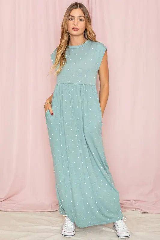 Polka Dot Sleeveless Maxi Dress - Pure Modest Apparel - Maxi Dresses