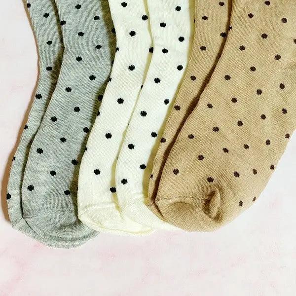 Precious Polka Dot Socks Set Of 3 Pairs - High Quality Socks